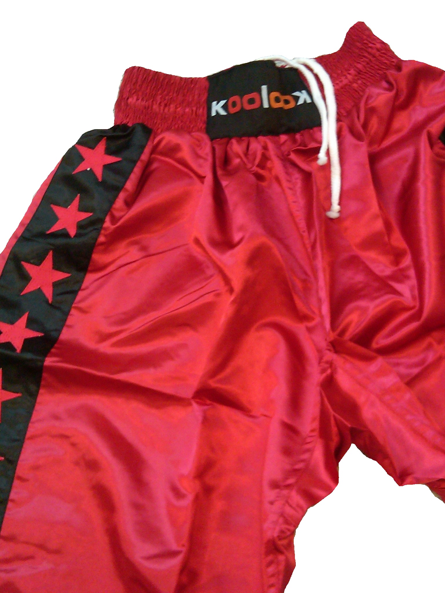 pantaloni lunghi kickboxing rossi stellati